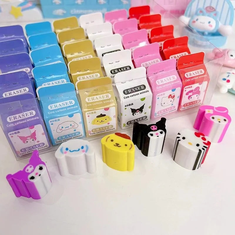 Lot de 6 ou 36 Gommes Sanrio Kawaii – Hello Kitty, Kuromi, Cinnamoroll & Cie ✨