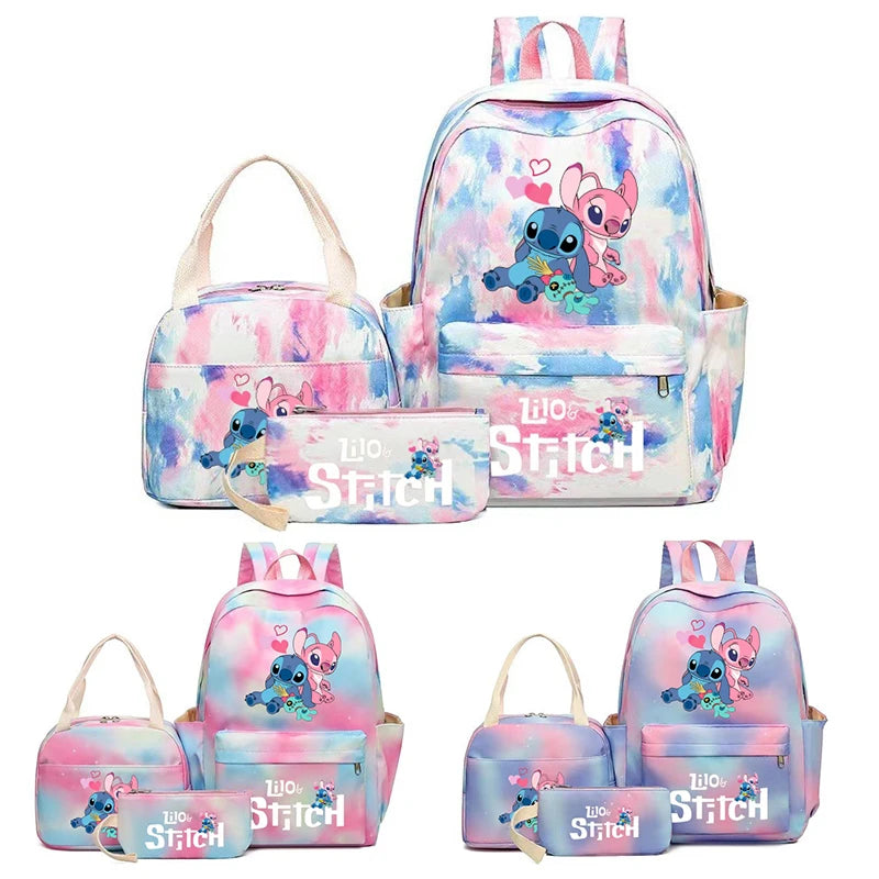 🎀 Lot 3 pièces Stitch pastel – Sac à dos, lunch bag et trousse kawaii
