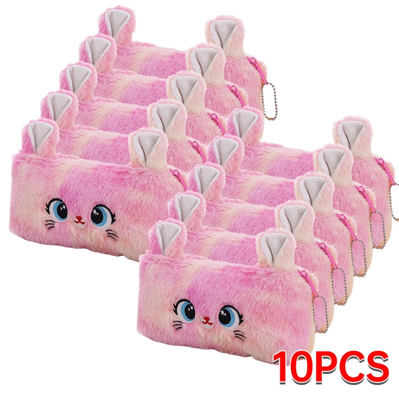 🧸 Trousse Kawaii Peluche – Chat Trop Mignon à Grands Yeux