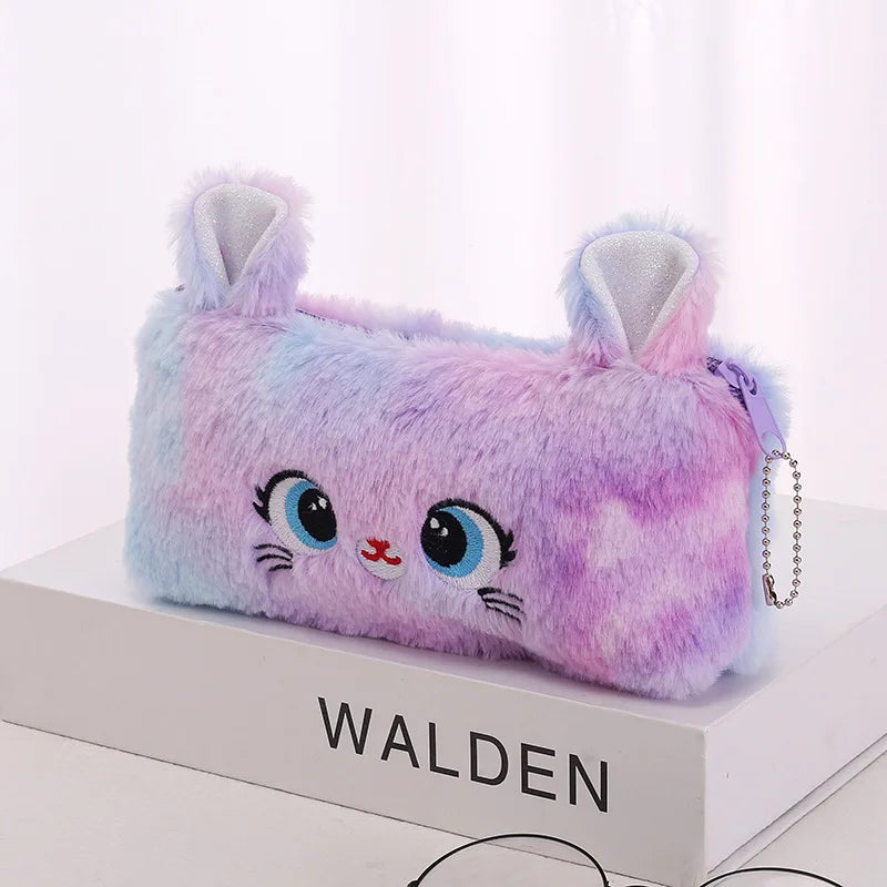 🧸 Trousse Kawaii Peluche – Chat Trop Mignon à Grands Yeux