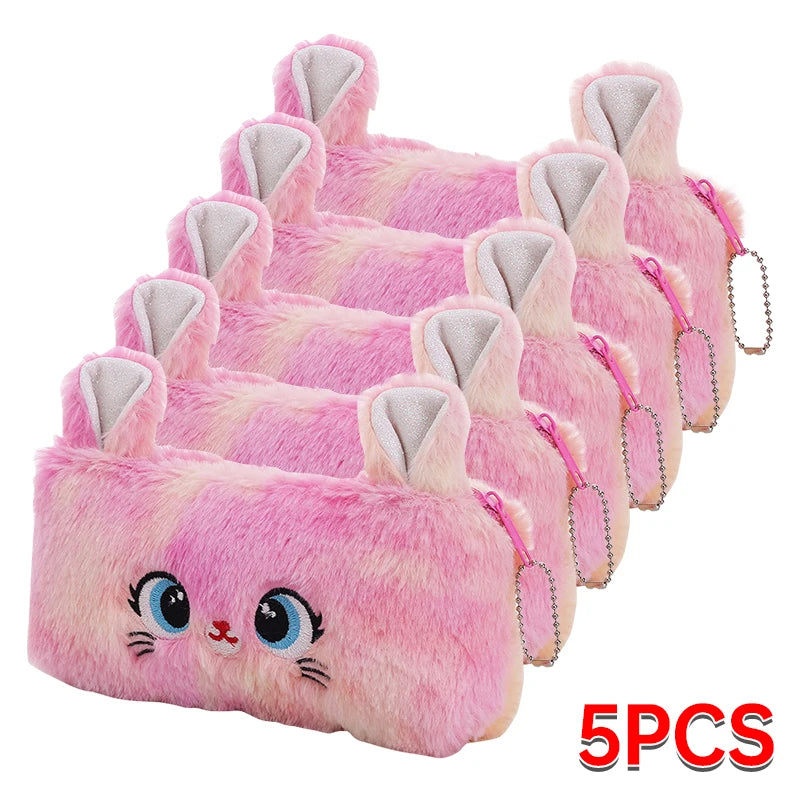 🧸 Trousse Kawaii Peluche – Chat Trop Mignon à Grands Yeux