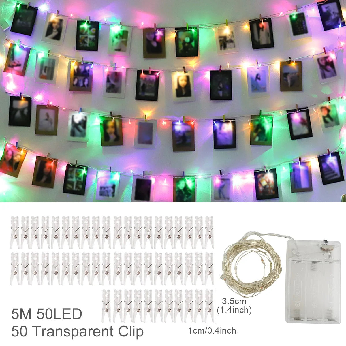 ✨ Guirlande Lumineuse à Clips Photo – Déco Mariage, Anniversaire & Chambre Kawaii