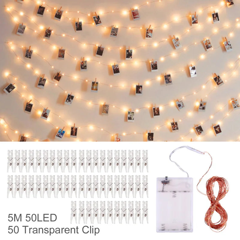 ✨ Guirlande Lumineuse à Clips Photo – Déco Mariage, Anniversaire & Chambre Kawaii