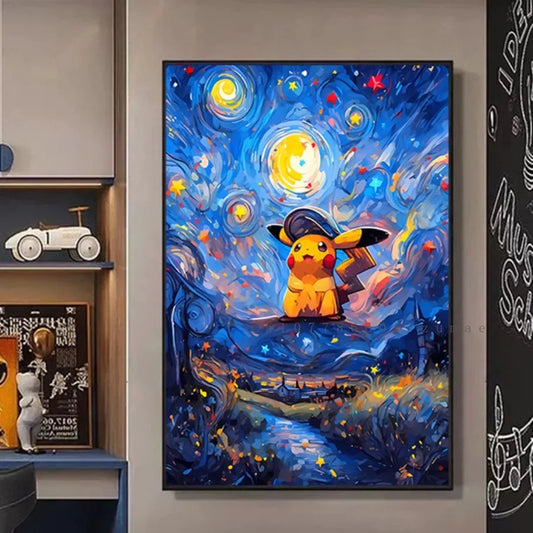 Affiches Pikachu Artistiques 🎨 – Aquarelle Van Gogh Pokémon