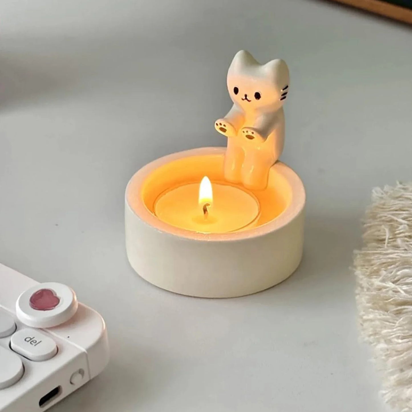 🐾 Bougeoir Chat Mignon – Porte-Bougie en Résine