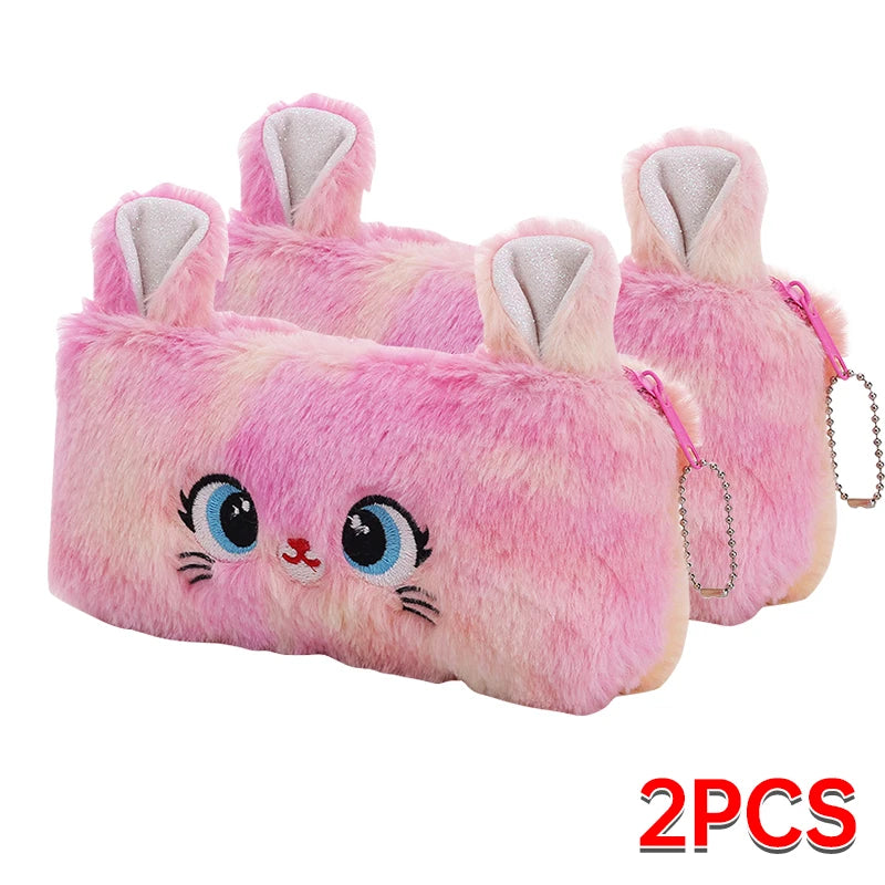 🧸 Trousse Kawaii Peluche – Chat Trop Mignon à Grands Yeux