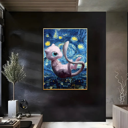 Tableau Van Gogh x Pikachu – Affiche artistique Kawaii (4 tailles)