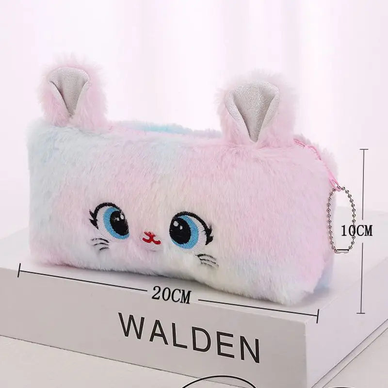 🧸 Trousse Kawaii Peluche – Chat Trop Mignon à Grands Yeux