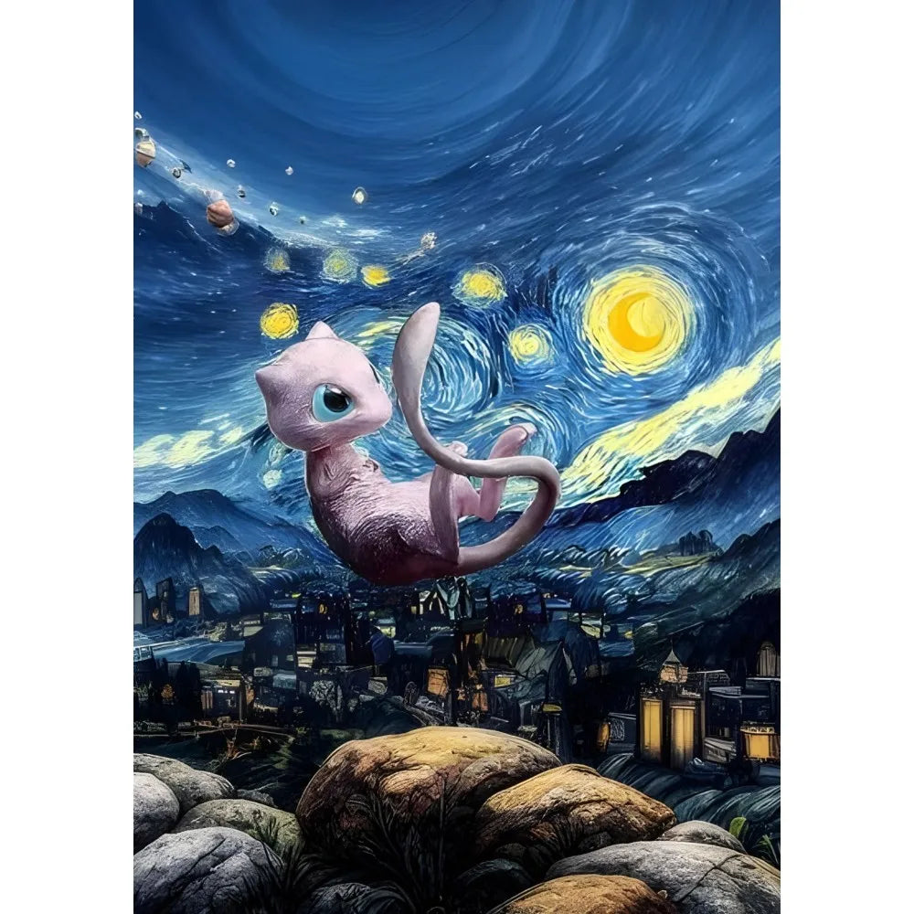 Tableau Van Gogh x Pikachu – Affiche artistique Kawaii (4 tailles)