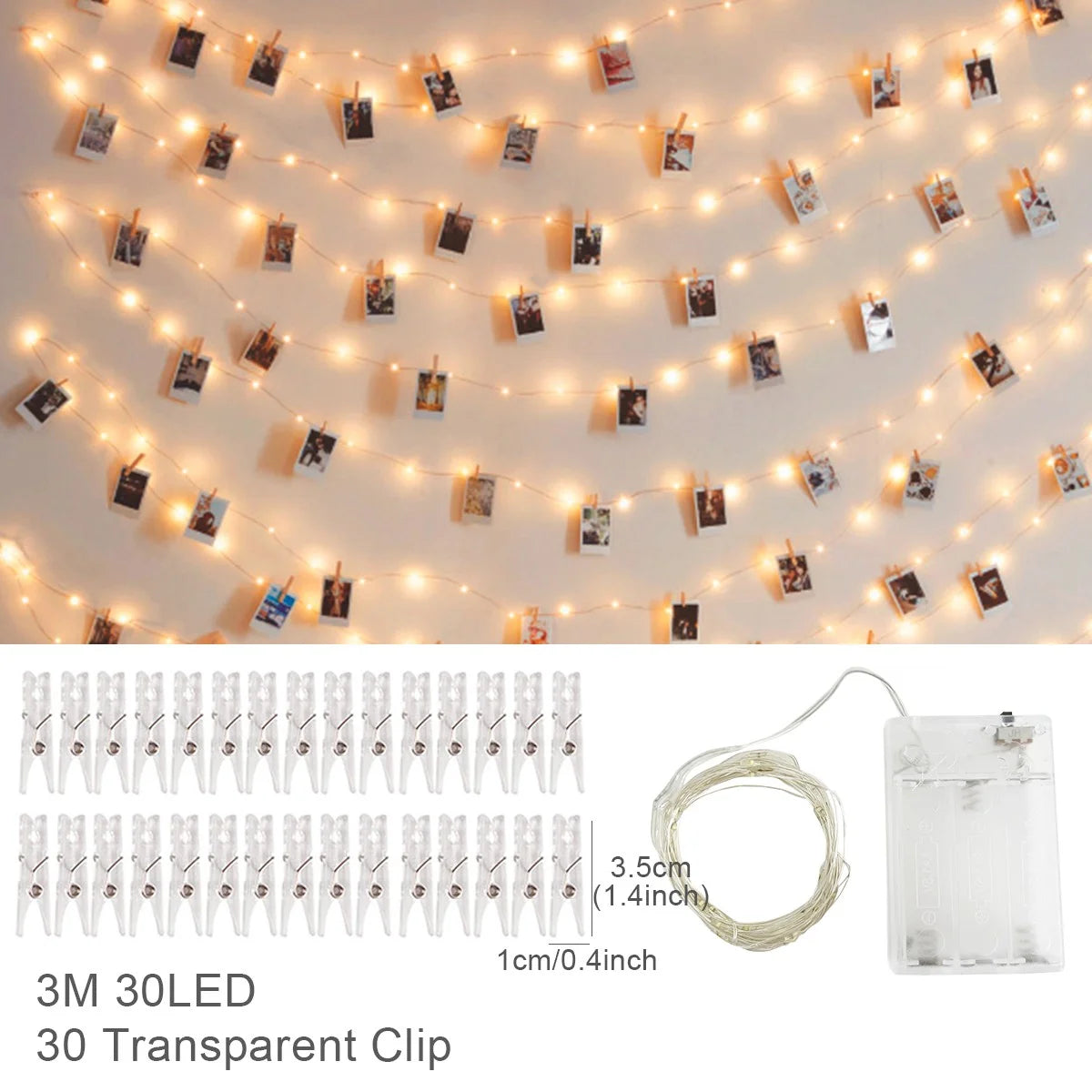 ✨ Guirlande Lumineuse à Clips Photo – Déco Mariage, Anniversaire & Chambre Kawaii