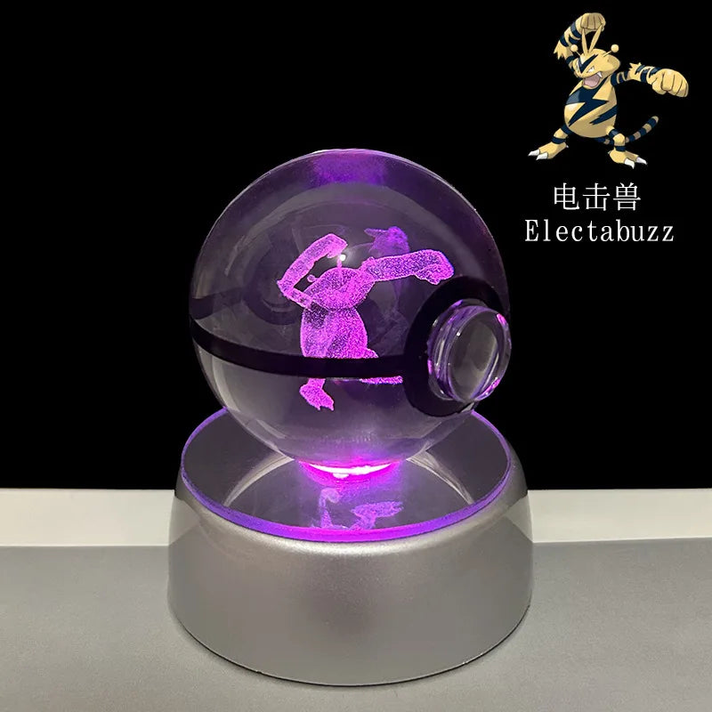 Lampe Pokémon Cristal 3D Kawaii – Pokéball Magique avec LED Colorées ✨