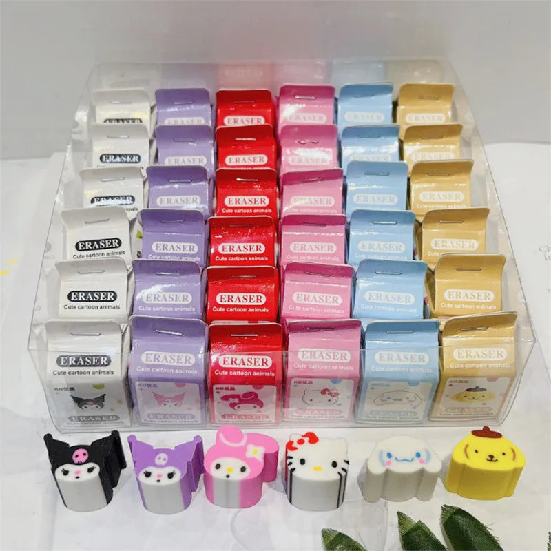 Lot de 6 ou 36 Gommes Sanrio Kawaii – Hello Kitty, Kuromi, Cinnamoroll & Cie ✨