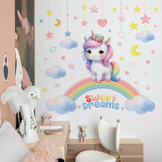 Sticker Licorne Mural Kawaii – Déco Magique pour Chambre d’Enfant