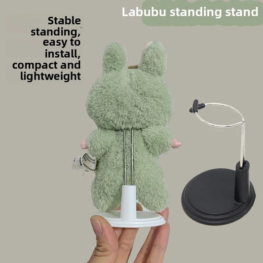Support Labubu Réglable – Socle Métal Noir ou Blanc pour Figurine Kawaii