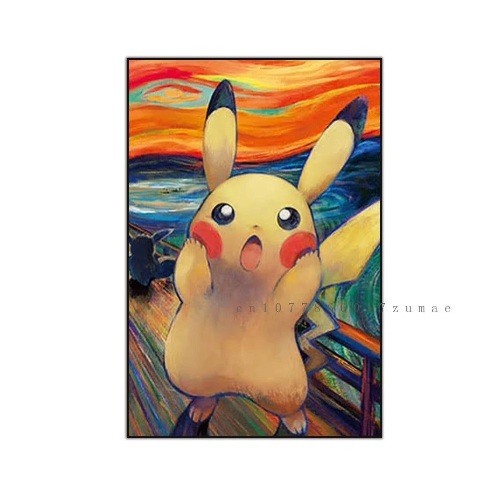 Affiches Pikachu Artistiques 🎨 – Aquarelle Van Gogh Pokémon
