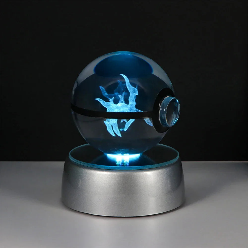 Lampe Pokémon Cristal 3D Kawaii – Pokéball Magique avec LED Colorées ✨