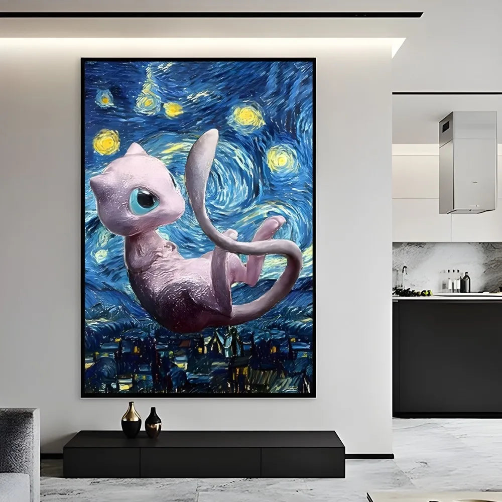 Tableau Van Gogh x Pikachu – Affiche artistique Kawaii (4 tailles)