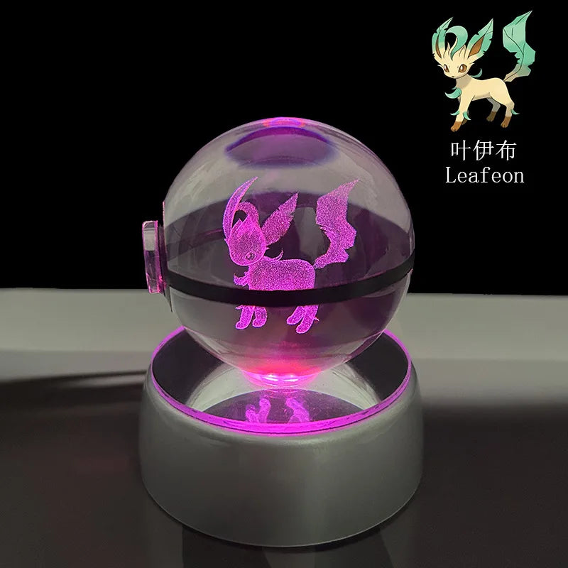 Lampe Pokémon Cristal 3D Kawaii – Pokéball Magique avec LED Colorées ✨