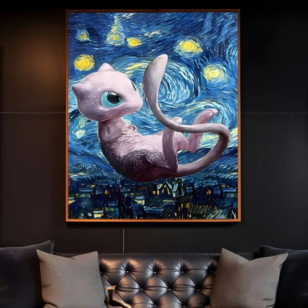 Tableau Van Gogh x Pikachu – Affiche artistique Kawaii (4 tailles)