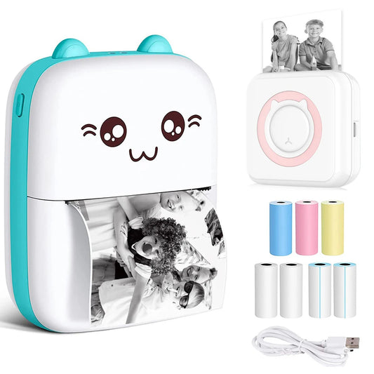 Mini Imprimante Kawaii Bluetooth – Étiquettes, Notes & Stickers sans Encre !