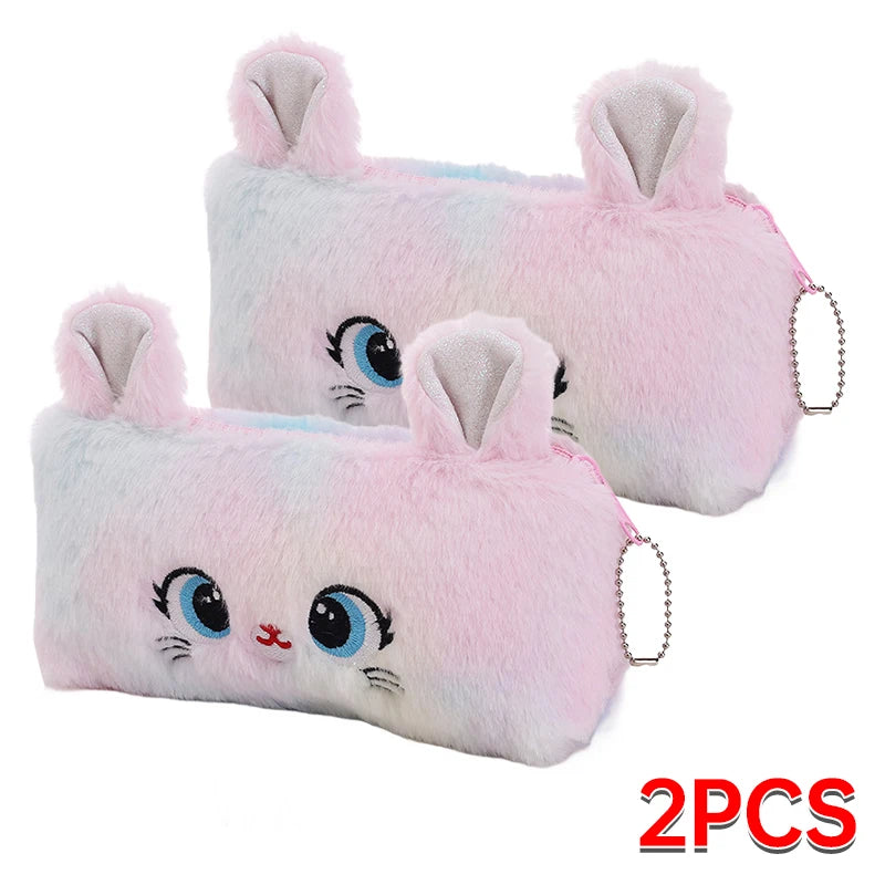 🧸 Trousse Kawaii Peluche – Chat Trop Mignon à Grands Yeux