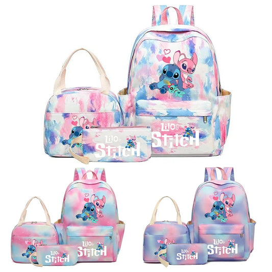 🎀 Lot 3 pièces Stitch pastel – Sac à dos, lunch bag et trousse kawaii