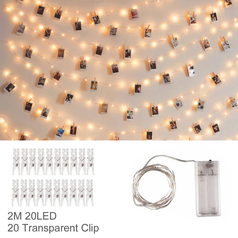 ✨ Guirlande Lumineuse à Clips Photo – Déco Mariage, Anniversaire & Chambre Kawaii
