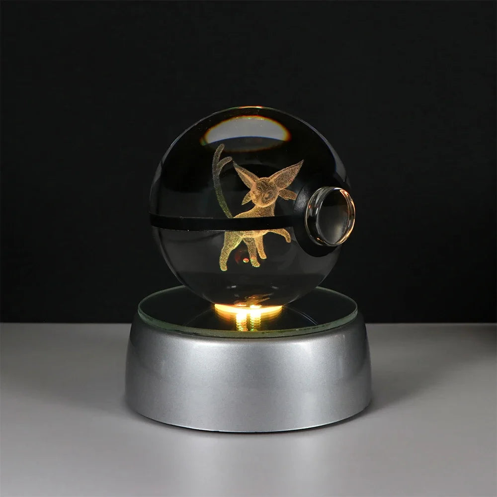 Lampe Pokémon Cristal 3D Kawaii – Pokéball Magique avec LED Colorées ✨