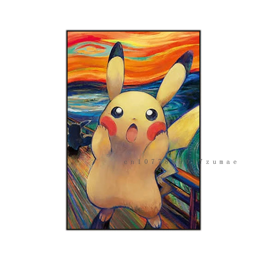 Affiches Pikachu Artistiques 🎨 – Aquarelle Van Gogh Pokémon