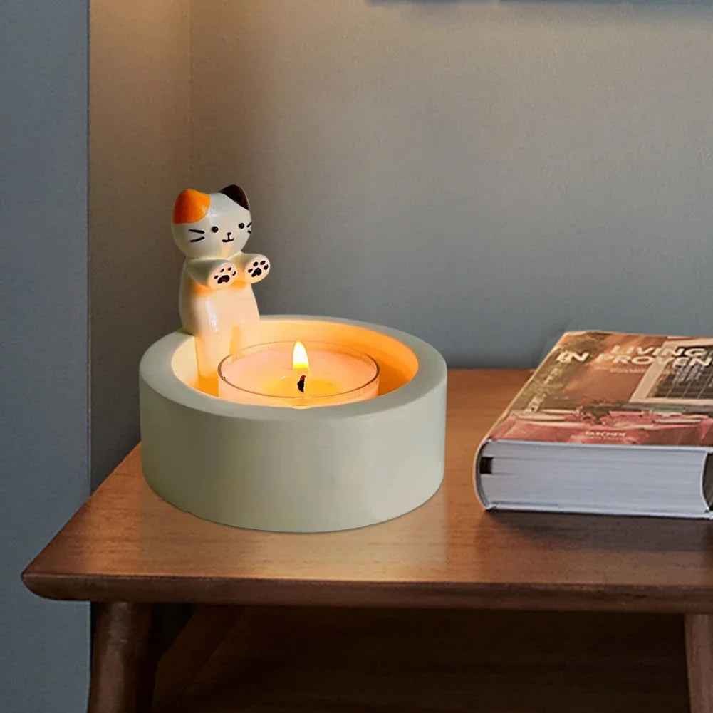 🐾 Bougeoir Chat Mignon – Porte-Bougie en Résine