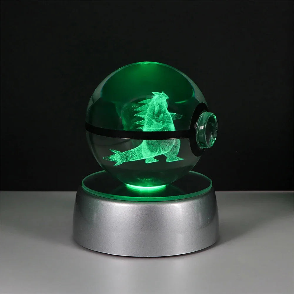 Lampe Pokémon Cristal 3D Kawaii – Pokéball Magique avec LED Colorées ✨