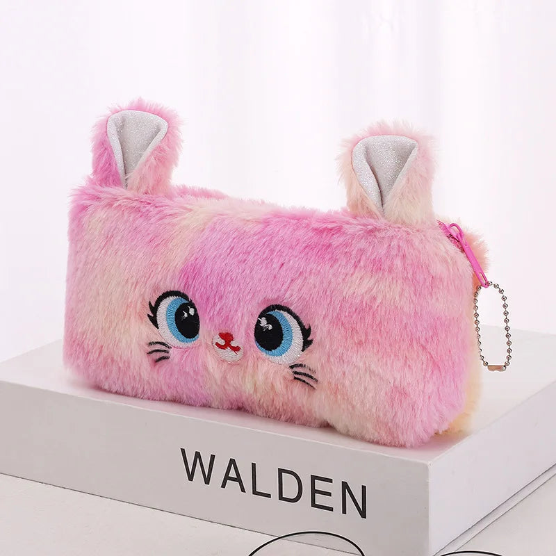🧸 Trousse Kawaii Peluche – Chat Trop Mignon à Grands Yeux