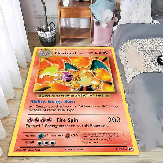 Tapis Pokémon Rétro Style Japonais – Cartes géantes pour chambre ou salon (2 tailles)