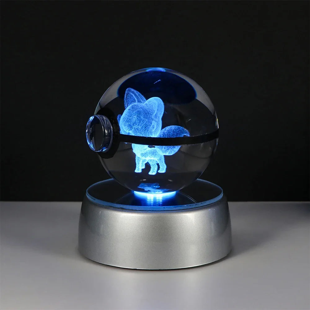 Lampe Pokémon Cristal 3D Kawaii – Pokéball Magique avec LED Colorées ✨