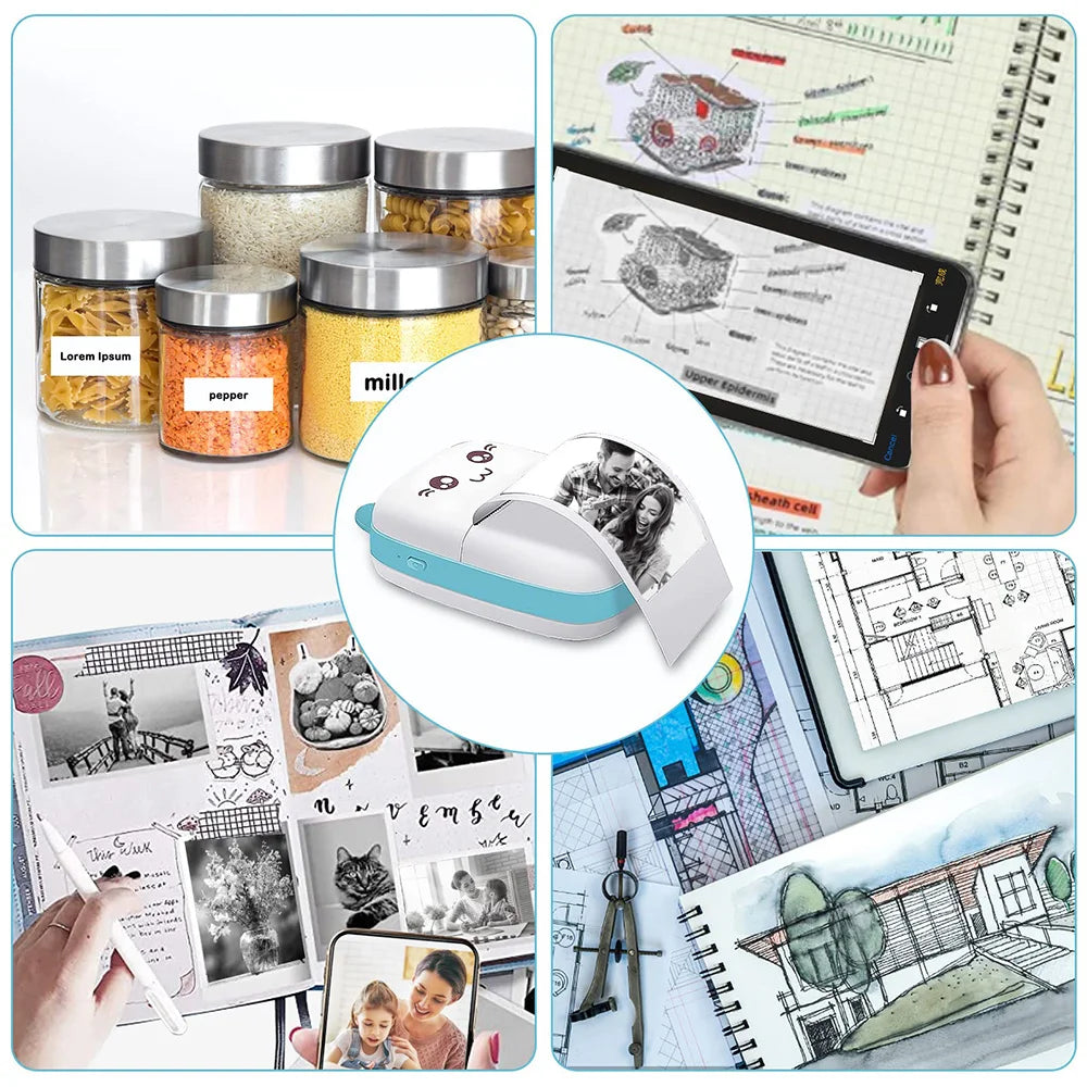 Mini Imprimante Kawaii Bluetooth – Étiquettes, Notes & Stickers sans Encre !