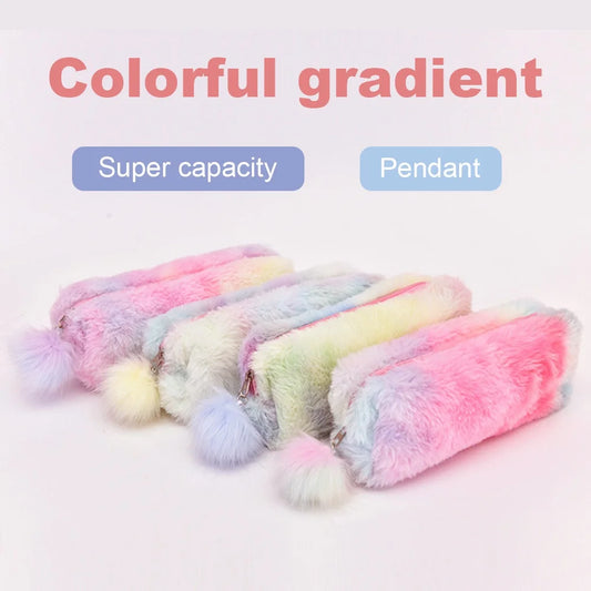 🐱 Trousse Peluche Kawaii – Chat Doux et Dégradé Pastel
