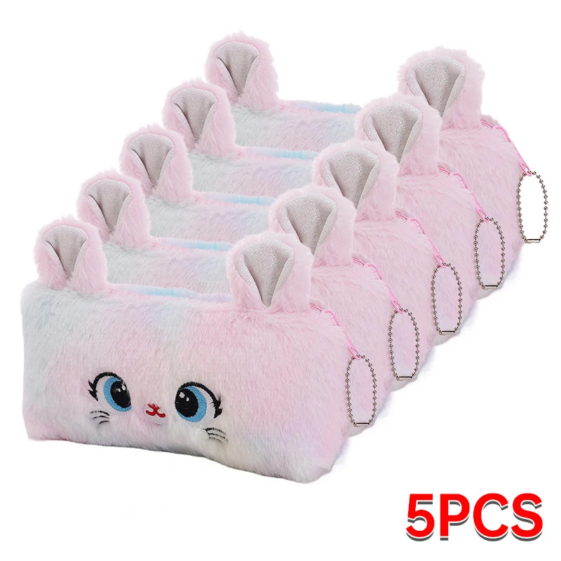 🧸 Trousse Kawaii Peluche – Chat Trop Mignon à Grands Yeux