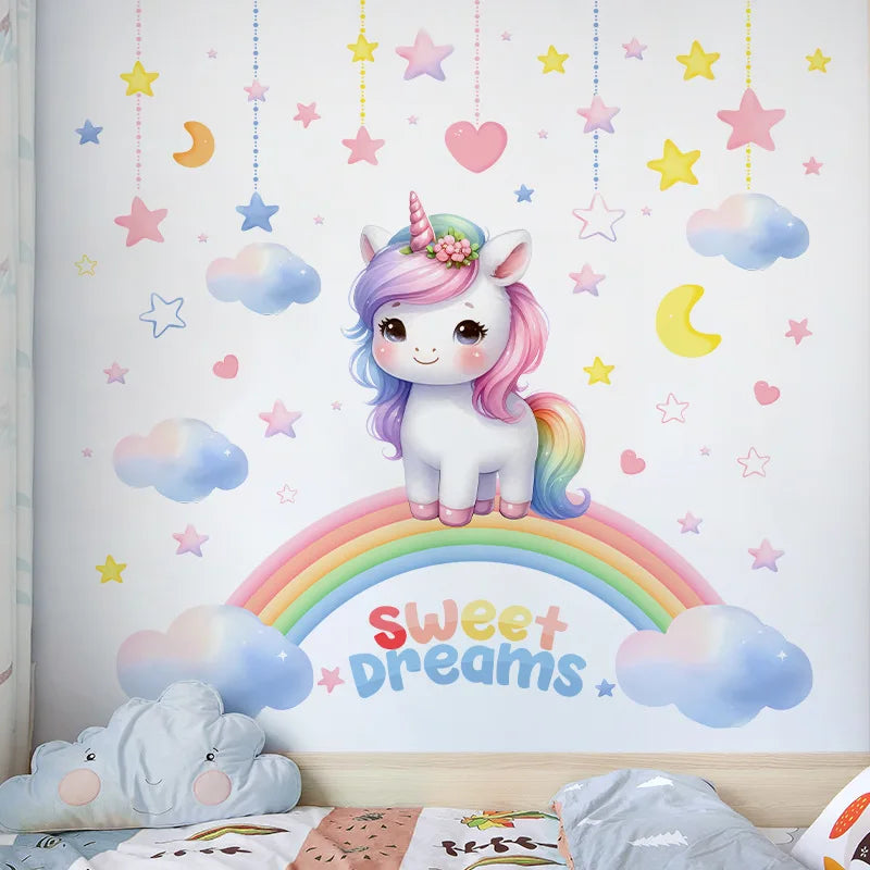 Sticker Licorne Mural Kawaii – Déco Magique pour Chambre d’Enfant
