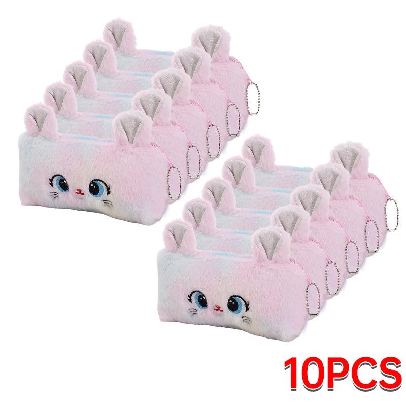 🧸 Trousse Kawaii Peluche – Chat Trop Mignon à Grands Yeux