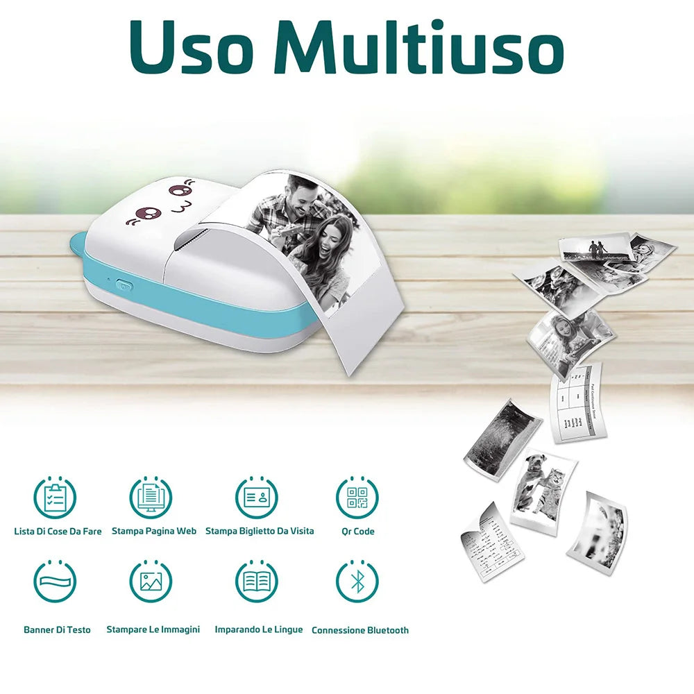Mini Imprimante Kawaii Bluetooth – Étiquettes, Notes & Stickers sans Encre !