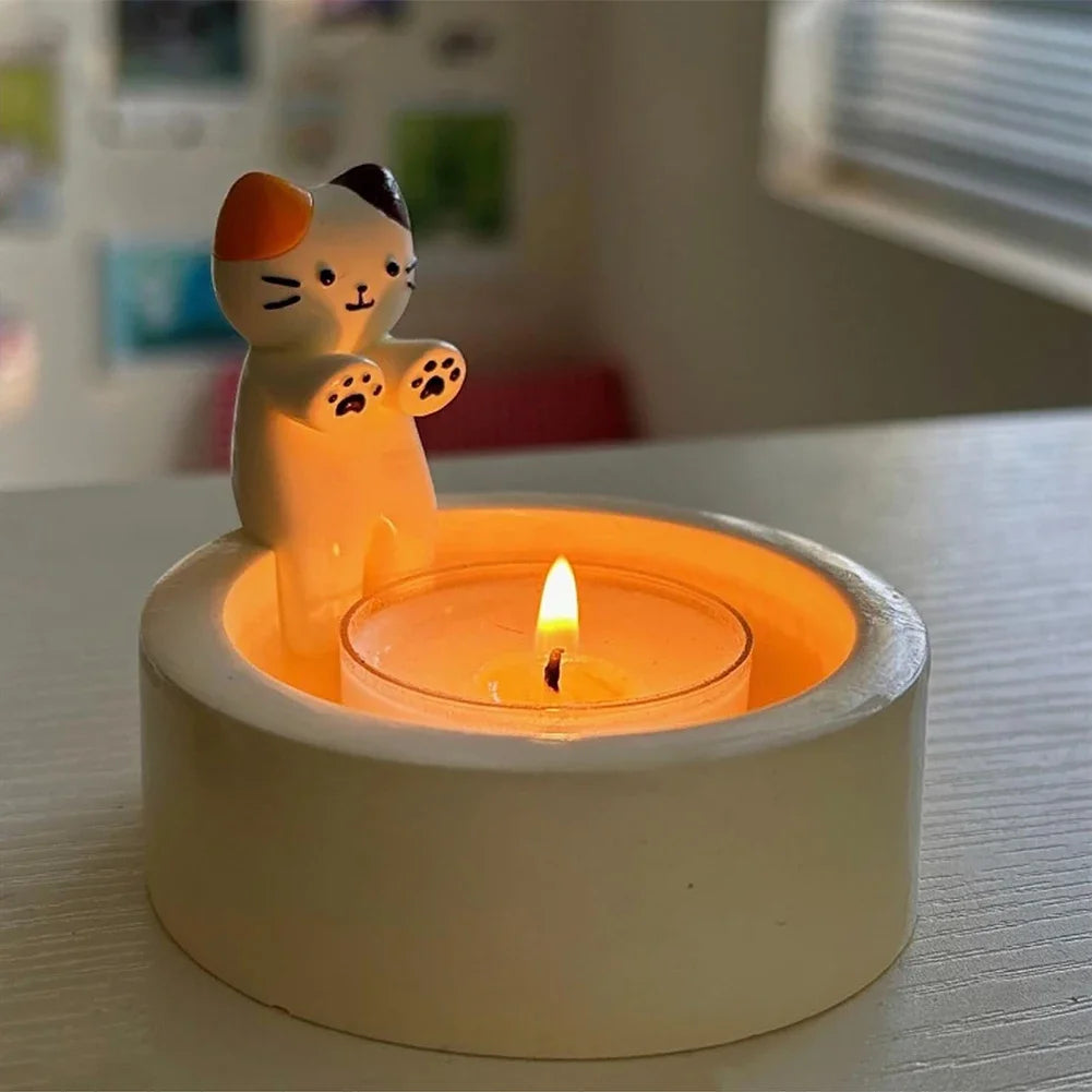 🐾 Bougeoir Chat Mignon – Porte-Bougie en Résine
