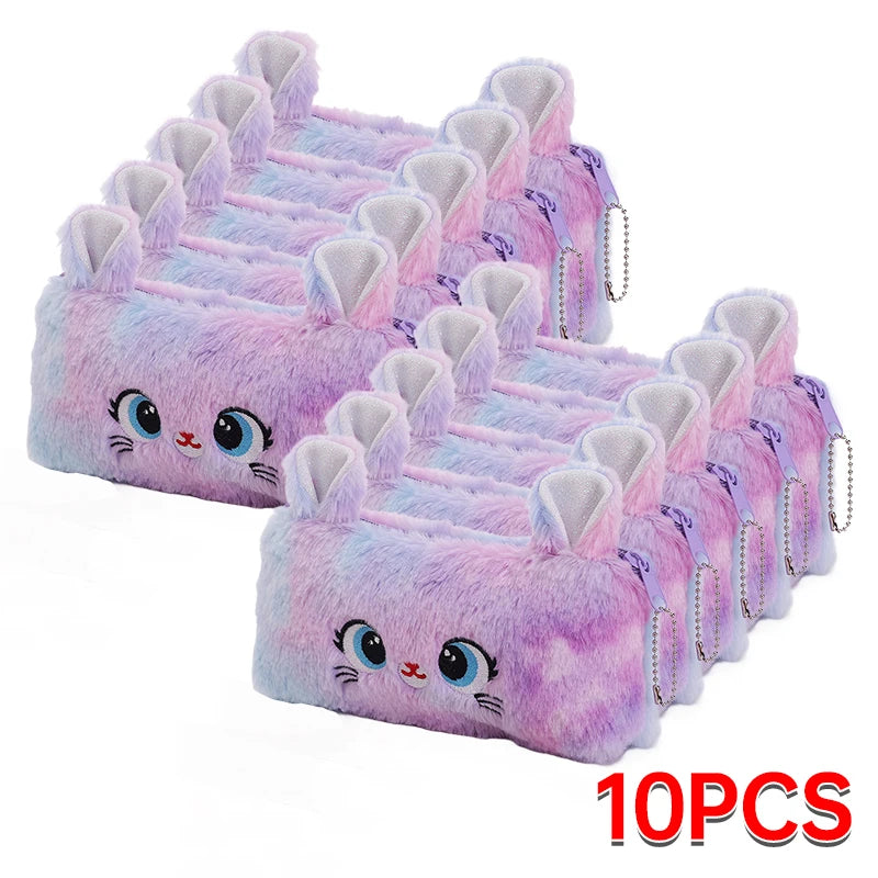 🧸 Trousse Kawaii Peluche – Chat Trop Mignon à Grands Yeux