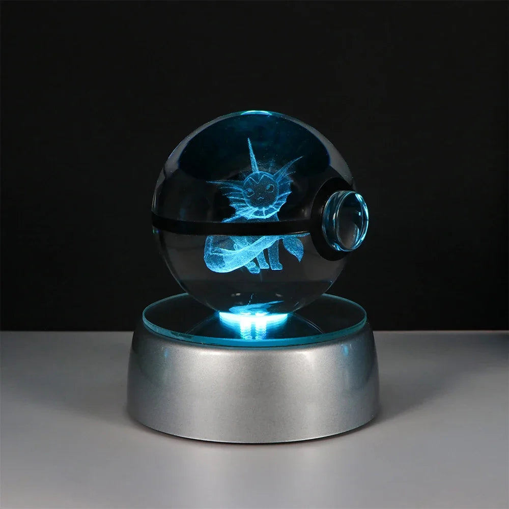 Lampe Pokémon Cristal 3D Kawaii – Pokéball Magique avec LED Colorées ✨
