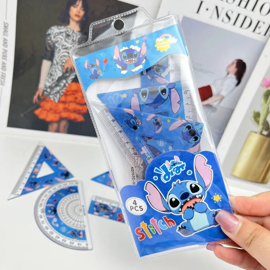 Set de Règles Stitch Kawaii – 4 Pièces MINISO pour École & Bureau