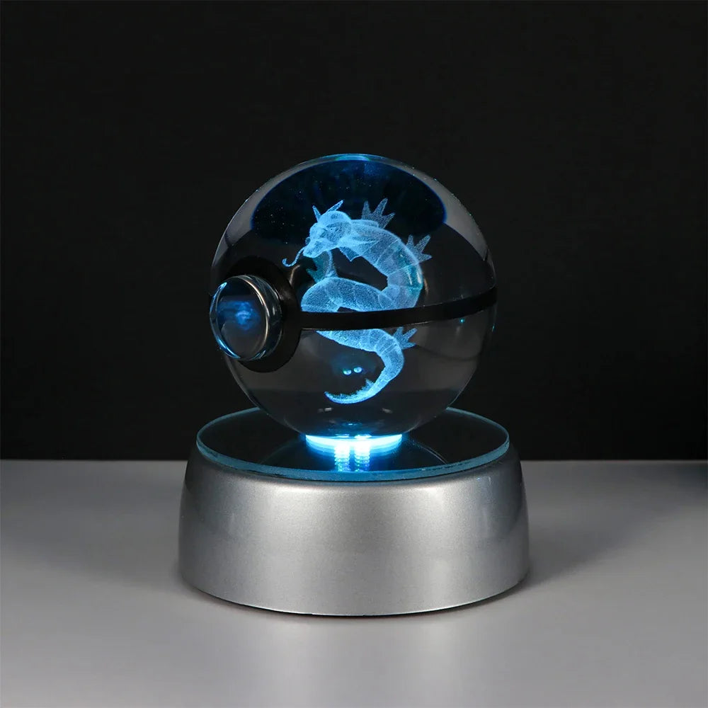 Lampe Pokémon Cristal 3D Kawaii – Pokéball Magique avec LED Colorées ✨