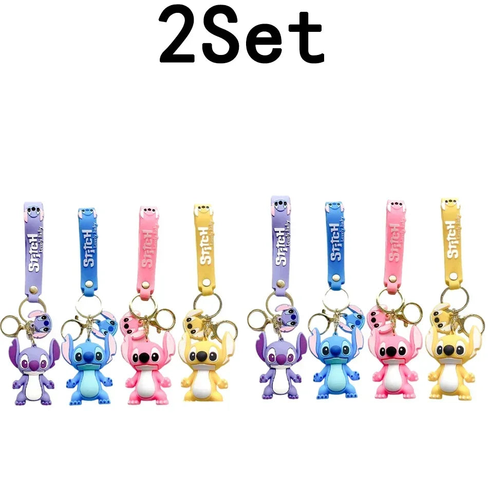 🧸 Stitch & Angel – Porte-clés Figurines Kawaii (x2 à x20 pièces)