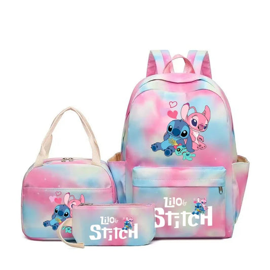 🎀 Lot 3 pièces Stitch pastel – Sac à dos, lunch bag et trousse kawaii