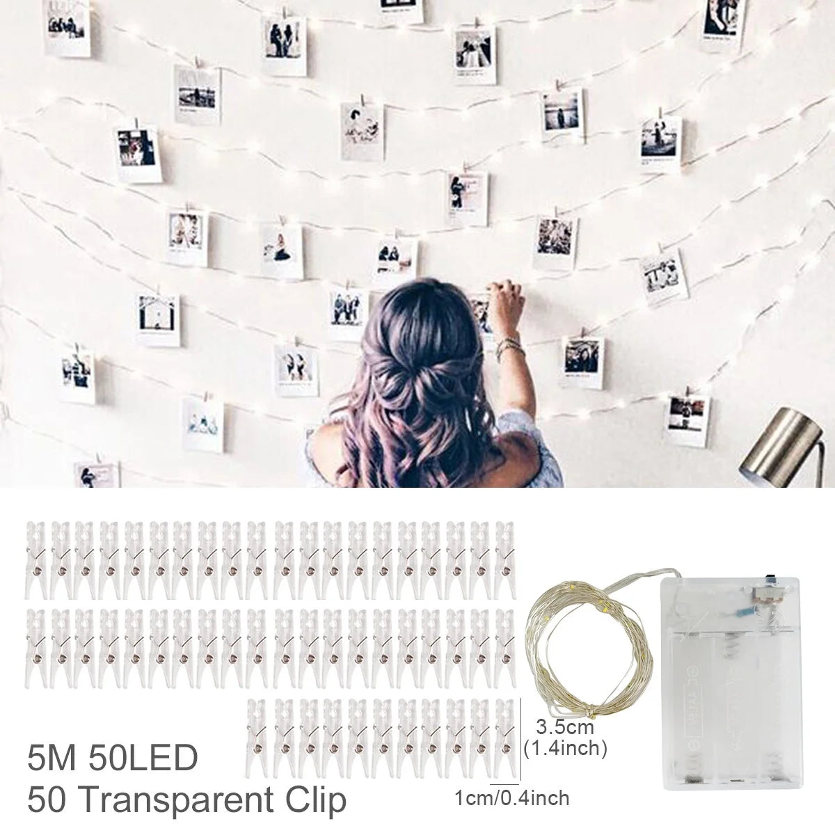✨ Guirlande Lumineuse à Clips Photo – Déco Mariage, Anniversaire & Chambre Kawaii