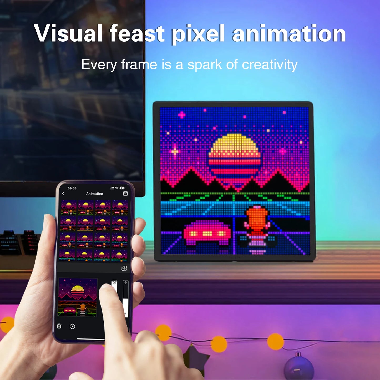 Écran LED Pixel Kawaii – Panneau RGB Programmable avec Appli Magique 💡