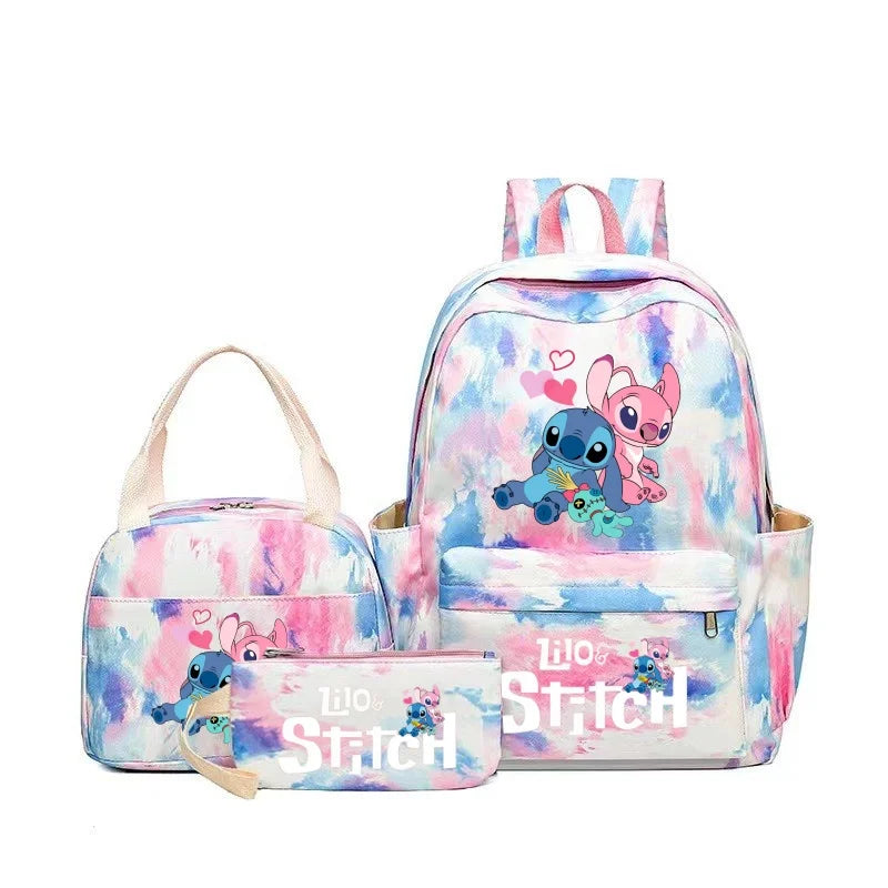 🎀 Lot 3 pièces Stitch pastel – Sac à dos, lunch bag et trousse kawaii